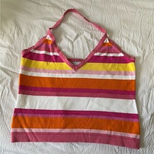 Lilly Pulitzer Vintage Y2K Style Vibrant Pink and Orange Halter Top